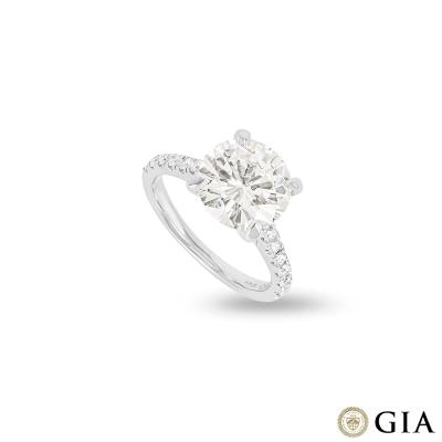 White Gold Round Brilliant Cut Diamond Ring 3.52ct K/SI1