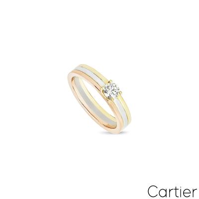 Cartier Tri-Colour Trinity Round Brilliant Cut Diamond Ring 0.24ct Size 52 N4204200