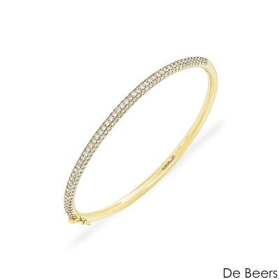 De Beers Rare Yellow Gold Classic Diamond Three Row Bangle 