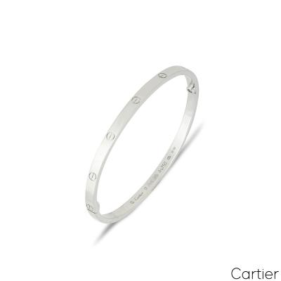 Cartier White Gold Plain Love Bracelet SM Size 17 B6047417