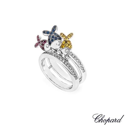 Chopard White Gold Diamond, Ruby & Sapphire Fish Ring 82/4702-1002