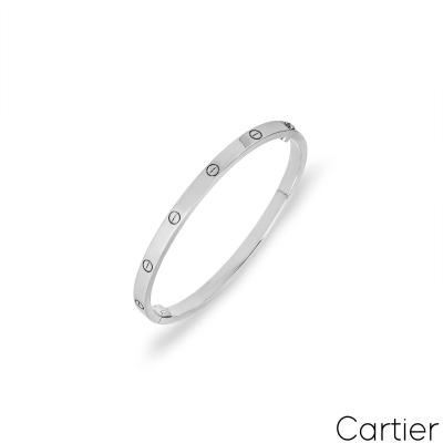 Cartier White Gold SM Love Bracelet Size 15 B6047415