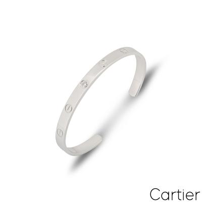 Cartier White Gold Diamond Cuff Love Bracelet Size 16 B6029916