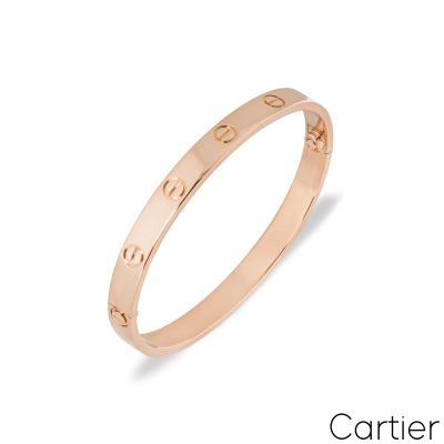Cartier Rose Gold Plain Love Bracelet Size 17 B6035617