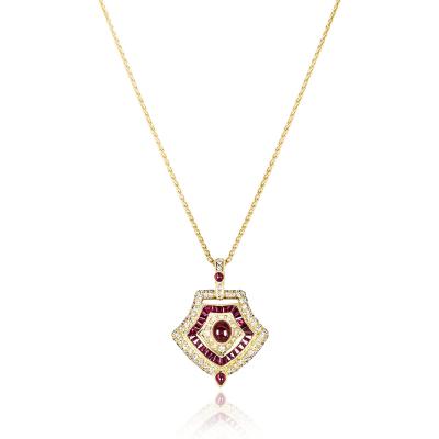 Yellow Gold Ruby & Diamond Pendant