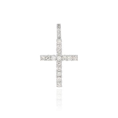 White Gold Diamond Cross Pendant 1.07ct TDW