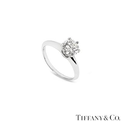 Tiffany & Co. Platinum Round Brilliant Cut Diamond Setting Ring 1.11ct D/VS1 XXX