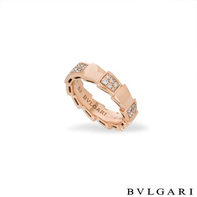Bvlgari Rose Gold Diamond Serpenti Viper Ring 353300