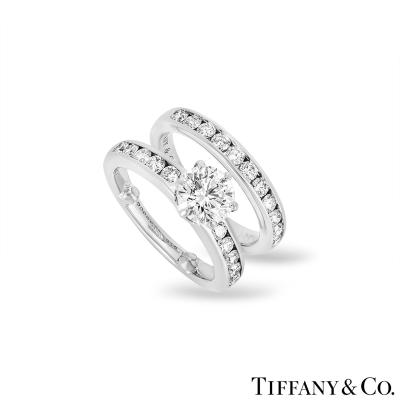 Tiffany & Co. Platinum Diamond Bridal Set 1.03ct H/VS1