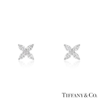 Tiffany & Co. Platinum Diamond Victoria Earrings 0.92ct 25169328