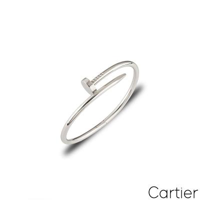 Cartier White Gold Plain Juste Un Clou Bracelet Size 15 B6048315