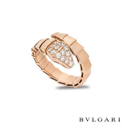 Bvlgari Rose Gold Diamond Serpenti Viper Ring 345219