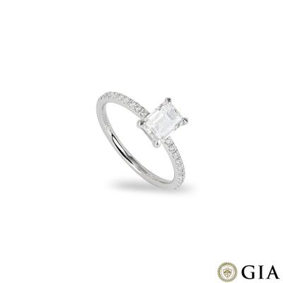 Platinum Emerald Cut Diamond Ring 0.97ct G/VS2