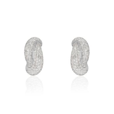 White Gold Pave Diamond Earrings 4.40ct TDW