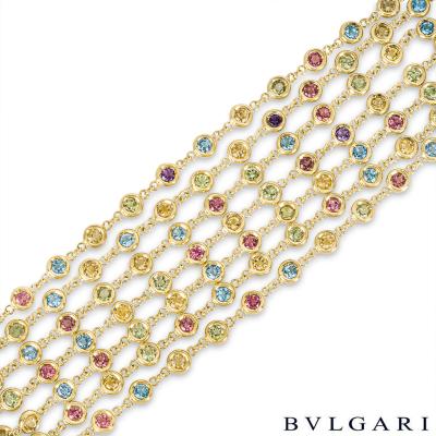 Bvlgari Yellow Gold Multi-Gemstone Seven Strand Bracelet