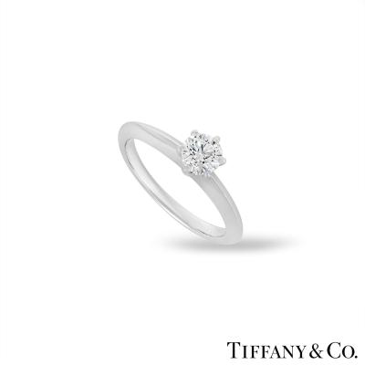 Tiffany & Co. Platinum Round Brilliant Cut Diamond Setting Ring 0.38ct H/VS1 XXX