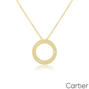 Cartier Yellow Gold 3 Diamond Love Necklace B7014500