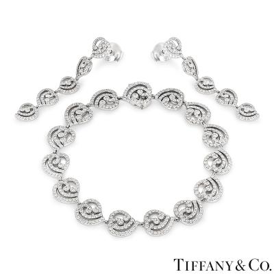 Tiffany & Co. Platinum Diamond Earring & Bracelet Suite 3.35ct TDW