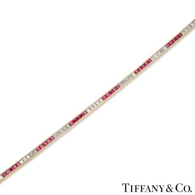 Tiffany & Co. Yellow Gold Ruby & Diamond Tennis Bracelet