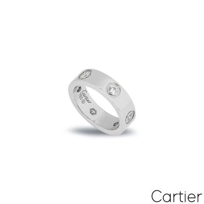 Cartier White Gold Full Diamond Love Ring Size 54 B4026000
