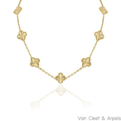 Van Cleef & Arpels Yellow Gold Vintage Alhambra 10 Motif Necklace VCARP3JJ00