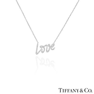 Tiffany & Co. White Gold Diamond Graffiti Love Pendant