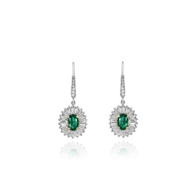 White Gold Emerald & Diamond Drop Earrings