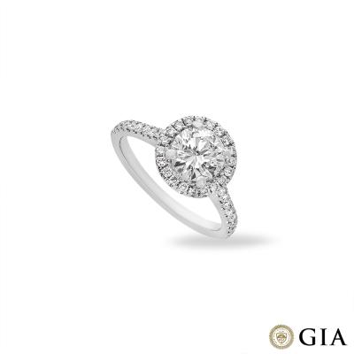 Platinum Round Brilliant Cut Diamond Ring 0.91ct E/VS2