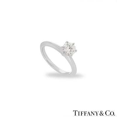 Tiffany & Co. Platinum Round Brilliant Cut Diamond Setting Ring 0.75ct F/VS1 XXX