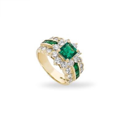 Yellow Gold Emerald & Diamond Ring 1.28ct