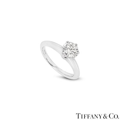 Tiffany & Co. Platinum Round Brilliant Cut Diamond Setting Ring 1.08ct H/VS2 XXX