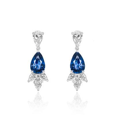 Platinum Sapphire & Diamond Drop Earrings