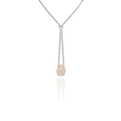 Rose & White Gold Diamond Double Chain Pendant