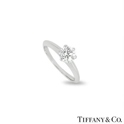 Tiffany & Co. Platinum Round Brilliant Cut Diamond Setting Ring 0.90ct H/VS1