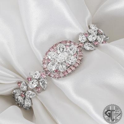 Platinum Fancy Pink & White Diamond Bracelet 