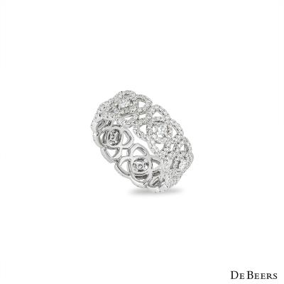 De Beers White Gold Diamond Enchanted Lotus Ring 