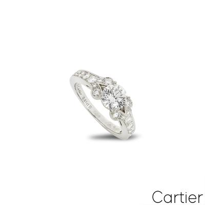Cartier Platinum Round Brilliant Cut Diamond Ballerine Solitaire Ring 0.91ct D/IF XXX