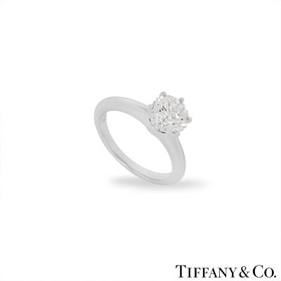 Tiffany & Co. Platinum Round Brilliant Cut Diamond Setting Ring 1.30ct I/VS1