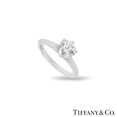 Tiffany & Co. Platinum Round Brilliant Cut Diamond Setting Ring 1.08ct H/VS1