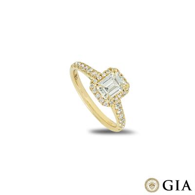 Yellow Gold Emerald Cut Diamond Ring 0.95ct F/VVS1