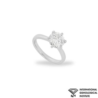 Platinum Round Brilliant Cut Lab Grown Diamond Ring 2.15ct F/VVS2