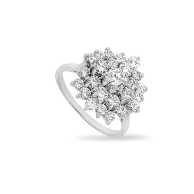 White Gold Diamond Cluster Ring 3.10ct TDW