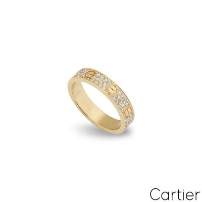 Cartier Yellow Gold Pave Diamond Love Wedding Ring Size 57 B4083300