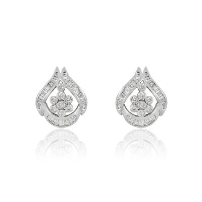 White Gold Floral Cluster Earrings 2.04ct TDW