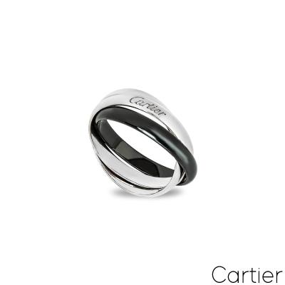 Cartier White Gold and Ceramic Trinity de Cartier Ring Size 63 B4234100