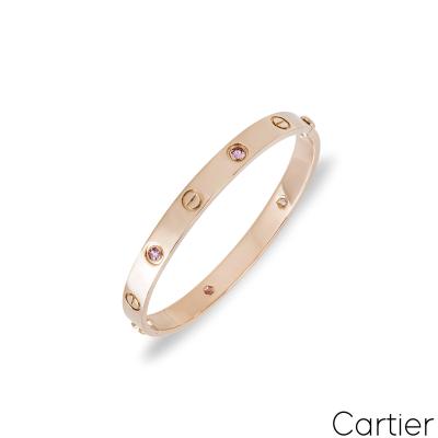 Cartier Rose Gold Pink Sapphire Love Bracelet Size 16 B6031116