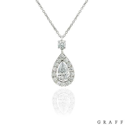 Graff Platinum Pear Cut Diamond Pendant Type IIA  0.70ct D/IF