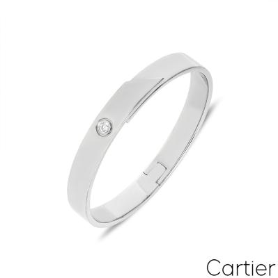 Cartier White Gold Diamond Anniversary Bangle Size 17
