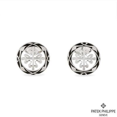 Patek Philippe White Gold & Enamel Calatrava Cross Cufflinks 205.9088/100G-001