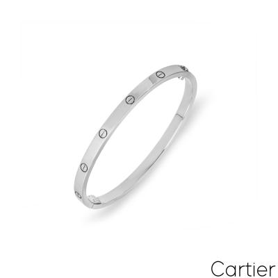 Cartier White Gold SM Love Bracelet Size 16 B6047416